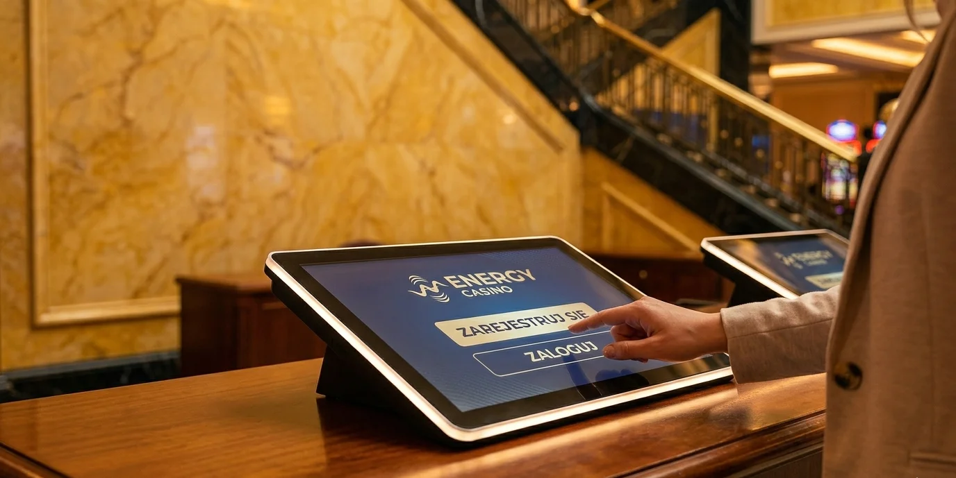 Logowanie i rejestracja w Energy Casino na ekranie dotykowym